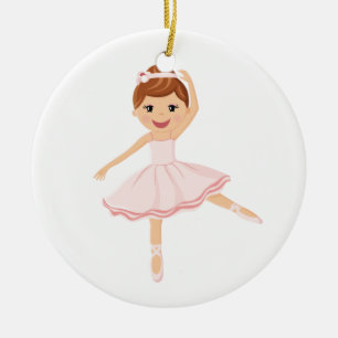 Ballerina Dancer with brown hair Ceramic Ornament