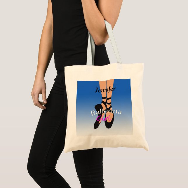 Ballerina Dancer with Name Tote Bag (Front (Product))