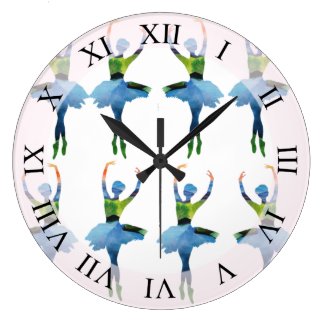 Ballerina Dancers Watercolor Art  Large Clock