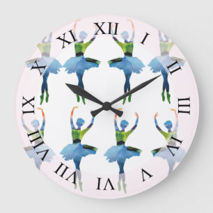 Ballerina Dancers Watercolor Art Large Clock
