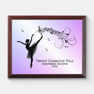 Ballerina Dancing 3 Lines Text Award Violet Plaque