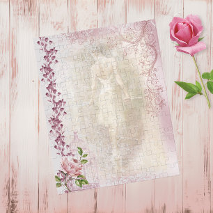 Ballerina Dancing en Pointe Floral Jigsaw Puzzle