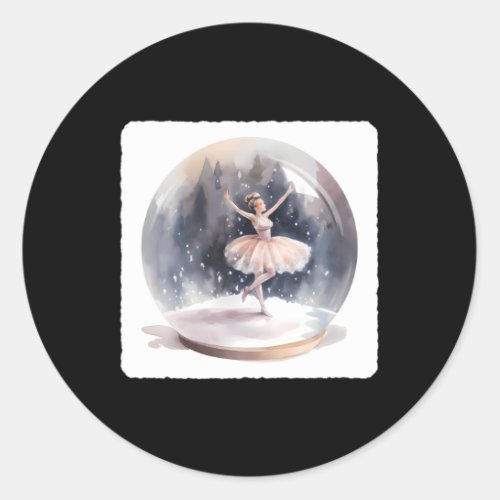Ballerina Dancing In A Snow Globe Ballet Figurine  Classic Round Sticker
