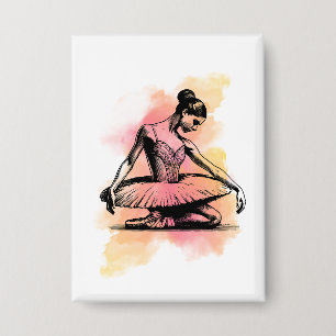 Ballerina Dancing in Color Button
