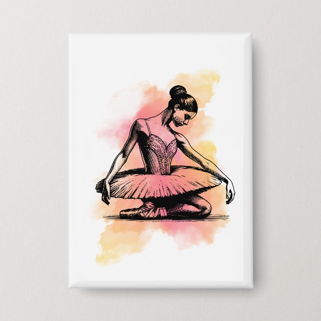 Ballerina Dancing in Color  Button (Front)