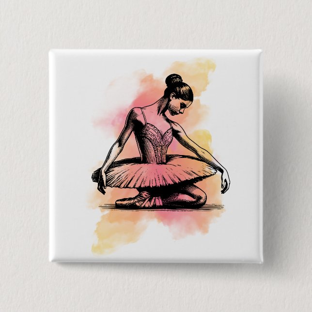 Ballerina Dancing in Color  Button (Front)