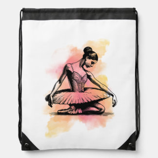 Ballerina Dancing in Color Drawstring Bag