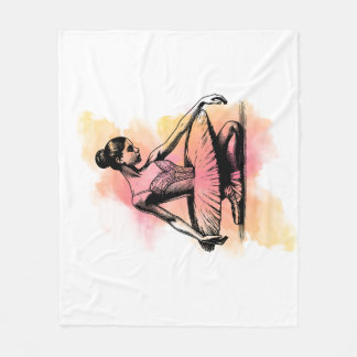 Ballerina Dancing in Color Fleece Blanket