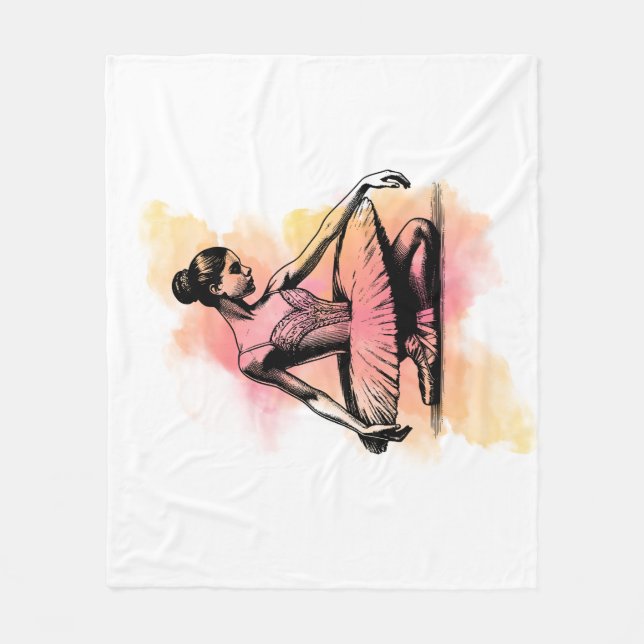 Ballerina Dancing in Color  Fleece Blanket (Front)