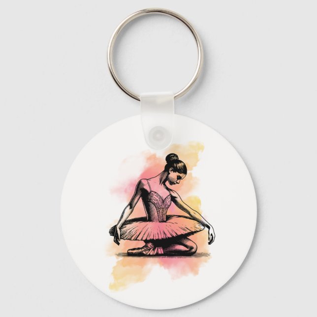 Ballerina Dancing in Color  Keychain (Front)