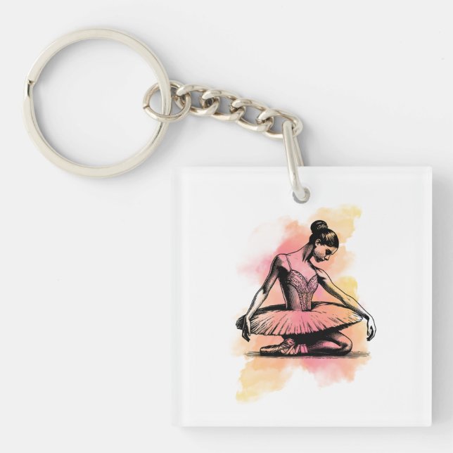 Ballerina Dancing in Color  Keychain (Front)