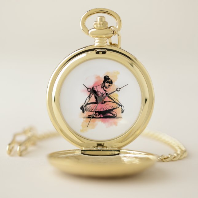 Ballerina Dancing in Color  Pocket Watch (Inside)