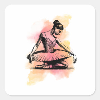 Ballerina Dancing in Color Square Sticker