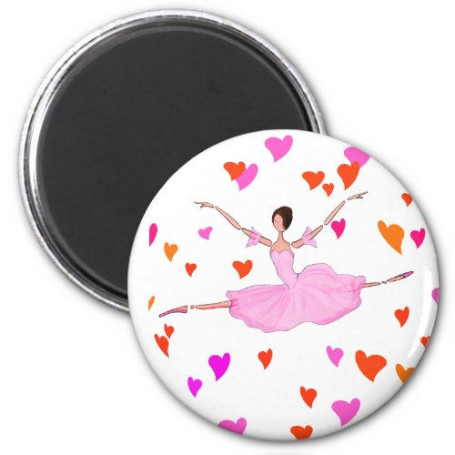 Ballerina dancing in Colorful Hearts Magnet