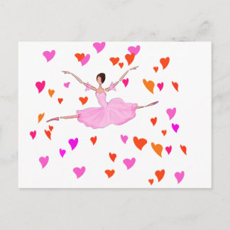 Ballerina dancing in Colorful Hearts Postcard