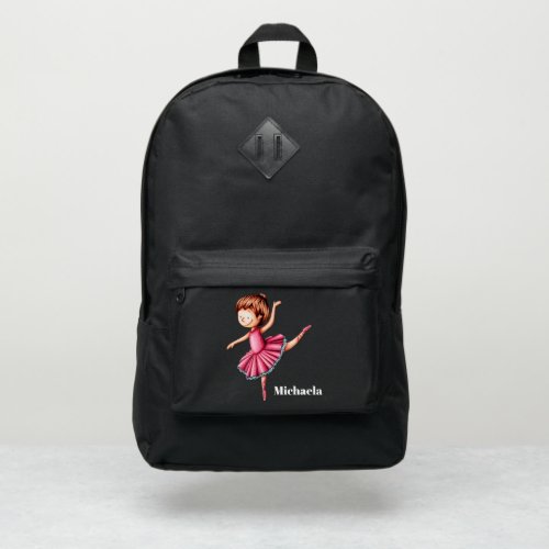 Ballerina Dancing in Pink Dress Personalized Port Authority Backpack