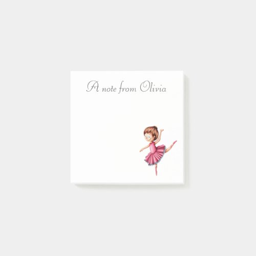 Ballerina Dancing in Pink Dress Personalized Post_it Notes