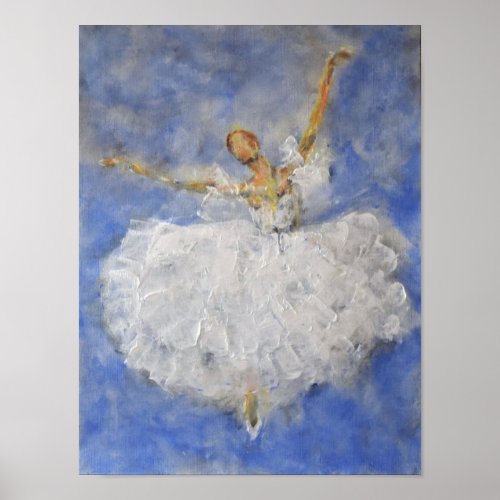 Ballerina dancing in the clouds poster