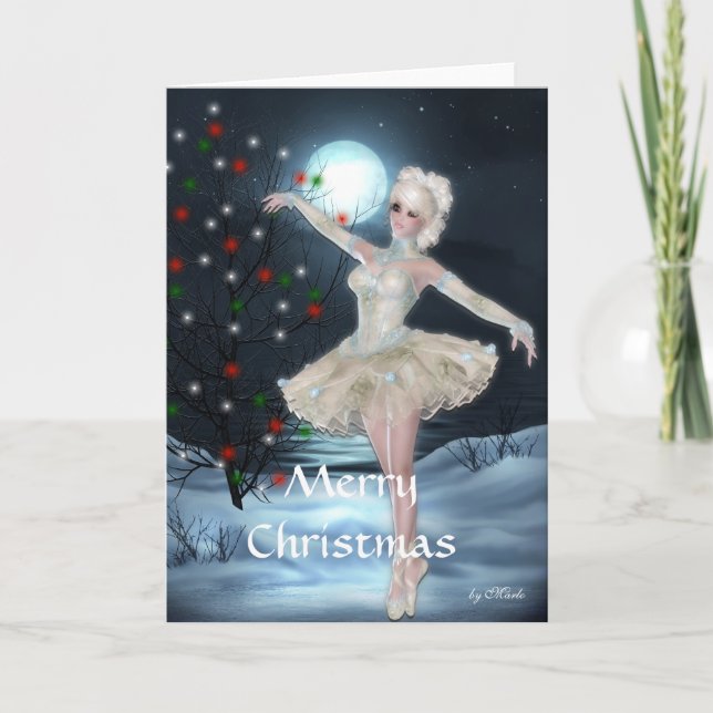 Ballerina Dancing in the Moonlight Christmas Card (Front)
