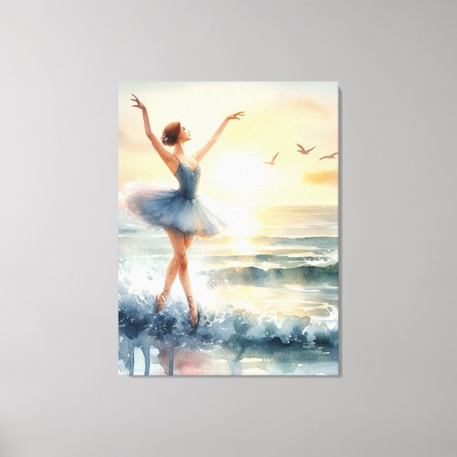 Ballerina Dancing on the Ocean Canvas Print (Front)