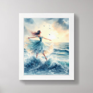 Ballerina Dancing on the Ocean Framed Art