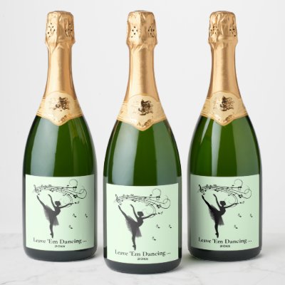 Ballerina Dancing with Music Green Champagne Label