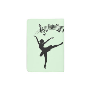Ballerina Dancing with Music Green Passport Holder