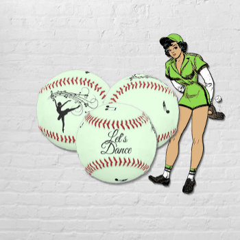Ballerina Dancing With Music Green Softball by kahmier at Zazzle