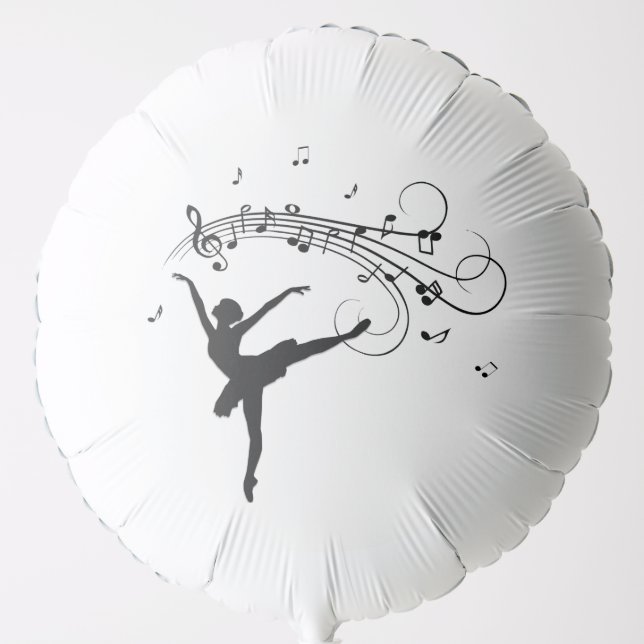 Ballerina Dancing with Music Notes Balloon (Front)