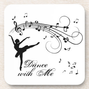 Ballerina Dancing with Music Notes Beverage Coaster