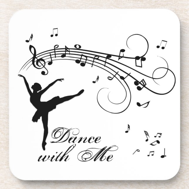 Ballerina Dancing with Music Notes Beverage Coaster (Front)