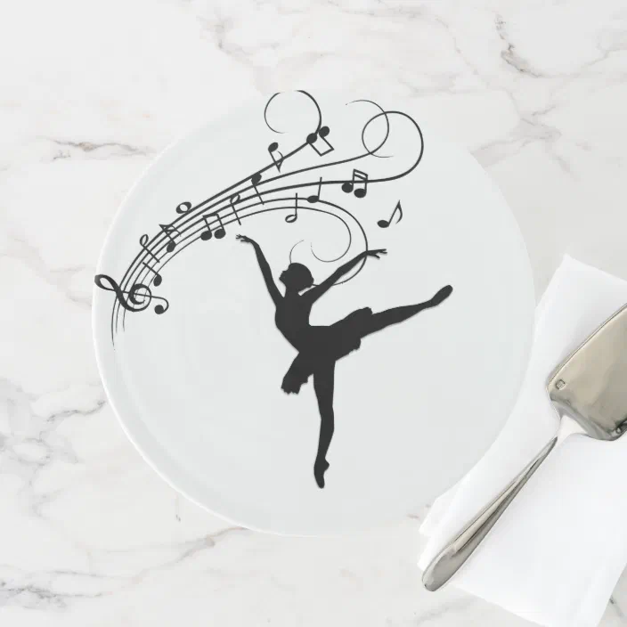 video Socialist Kan Ballerina Dancing with Music Notes Cake Stand | Zazzle.com