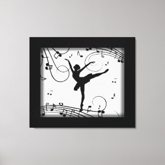 Ballerina Dancing with Music Notes Canvas Print