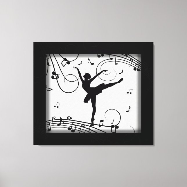 Ballerina Dancing with Music Notes Canvas Print (Front)