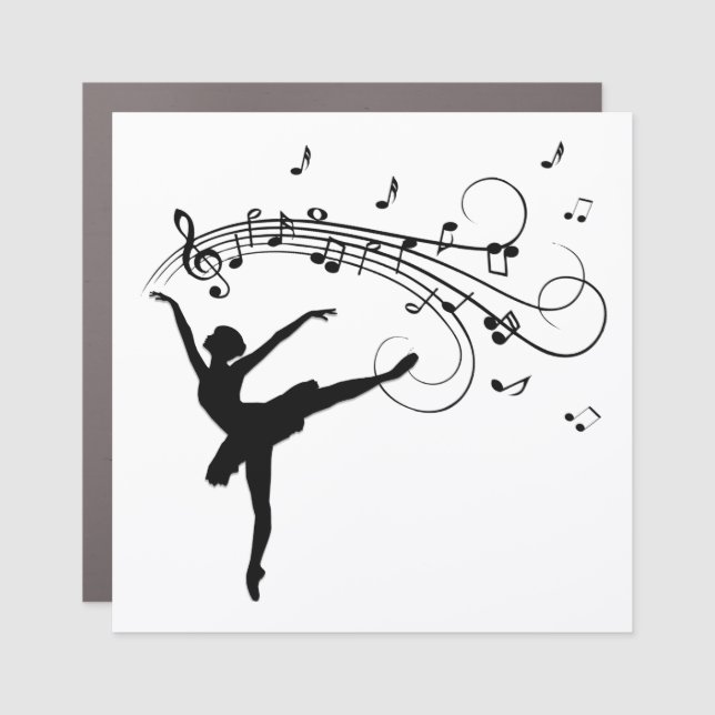 Ballerina Dancing with Music Notes Car Magnet (Front)