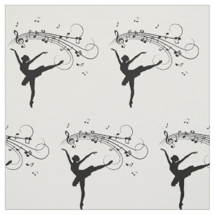 Ballerina Dancing with Music Notes Fabric