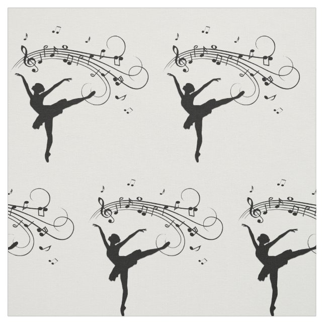 Ballerina Dancing with Music Notes Fabric (Swatch)