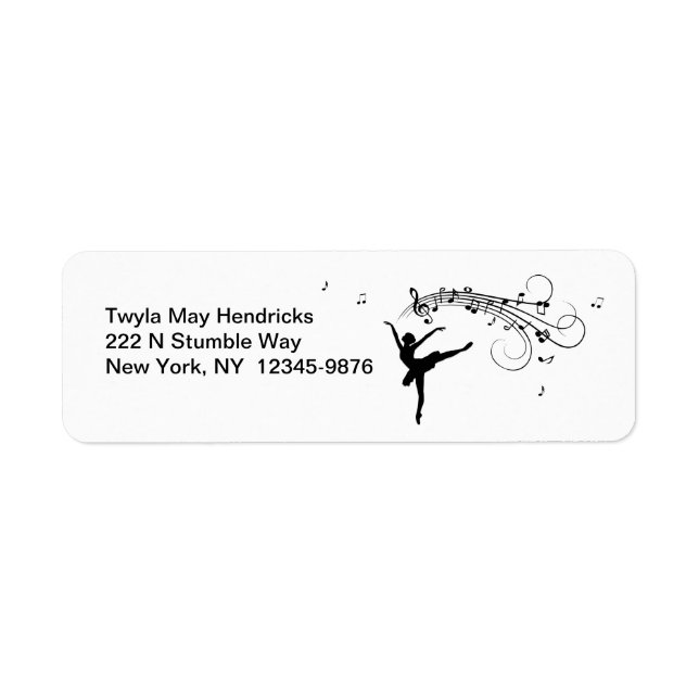 Ballerina Dancing with Music Notes Label (Front)