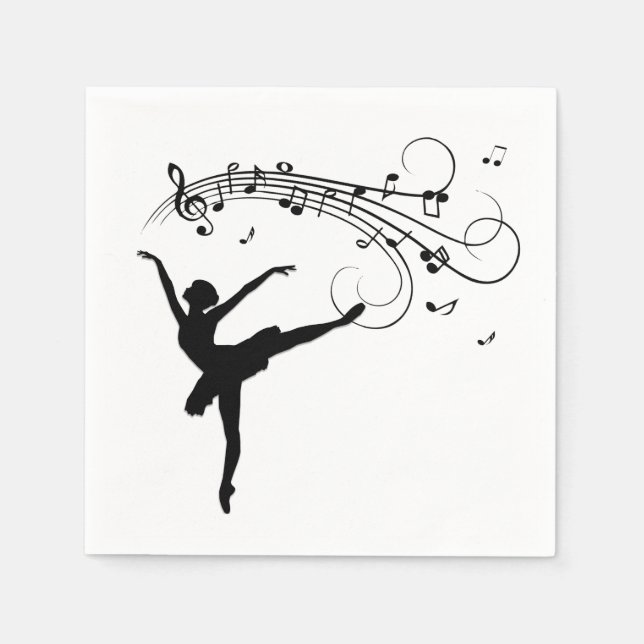Ballerina Dancing with Music Notes Napkins (Front)