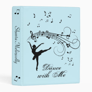 Ballerina Dancing with Music Notes Personal Blue Mini Binder