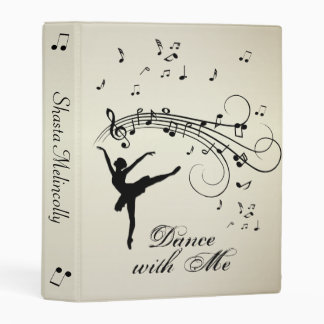 Ballerina Dancing with Music Notes Personal Gold Mini Binder