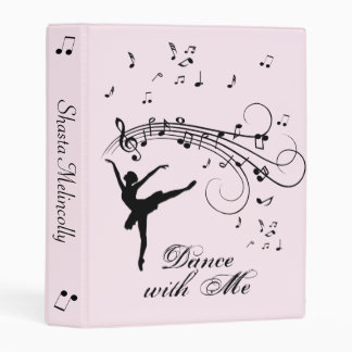 Ballerina Dancing with Music Notes Personal Mini Binder