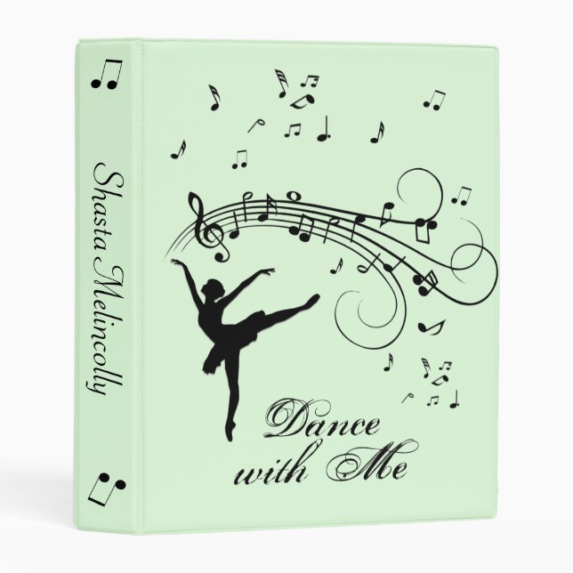 Ballerina Dancing with Music Notes Personal Mini Binder (Front/Spine)