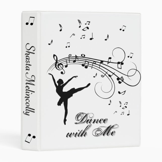 Ballerina Dancing with Music Notes Personal Mini Binder (Front/Spine)