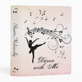Ballerina Dancing with Music Notes Personal Peach Mini Binder