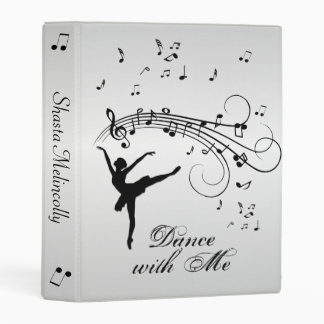 Ballerina Dancing with Music Notes Personal Silver Mini Binder