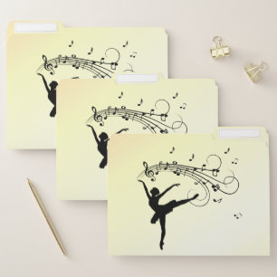 Ballerina Dancing with Music Notes Personal Yellow File Folder