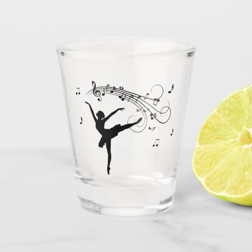 Ballerina Dancing with Music Notes Shot Glass
