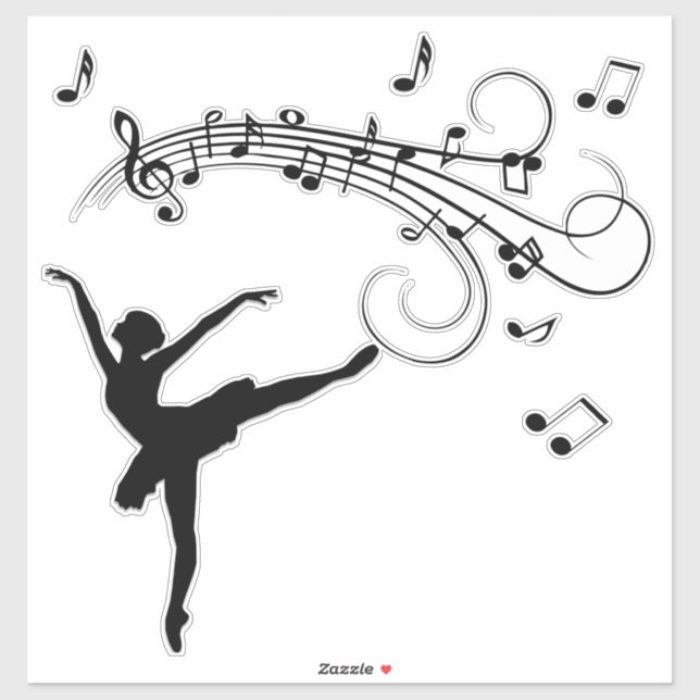 Ballerina Dancing with Music Notes Sticker (Sheet)