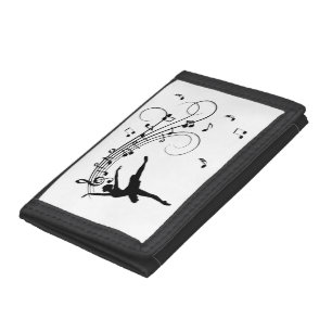 Ballerina Dancing with Music Notes Tri-fold Wallet